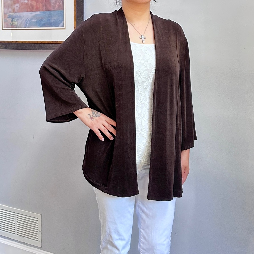 Chico’s brown open front cardigan size Chico 3